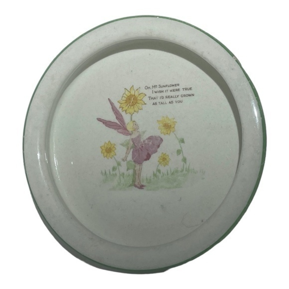 ADAMS England Antique Baby Feeding Dish Bowl Mr Sunshine Fairies EVC